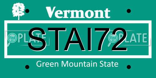 STAI72 Vermont License Plate