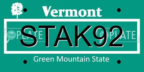 STAK92 Vermont License Plate