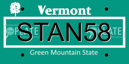 STAN58 Vermont License Plate