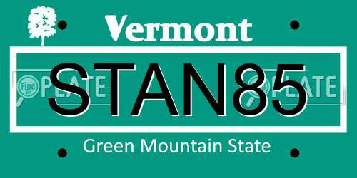 STAN85 Vermont License Plate
