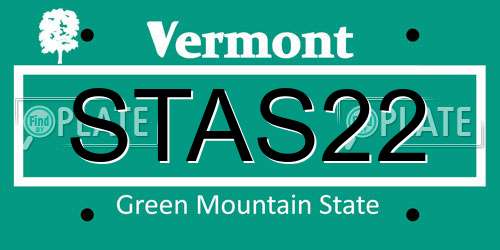 STAS22 Vermont License Plate