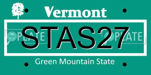 STAS27 Vermont License Plate