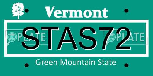 STAS72 Vermont License Plate