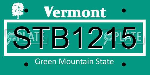 STB1215 Vermont License Plate