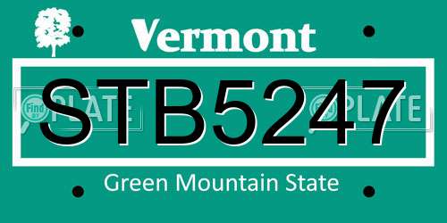 STB5247 Vermont License Plate