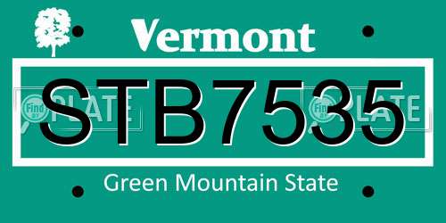STB7535 Vermont License Plate