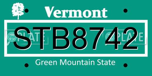 STB8742 Vermont License Plate