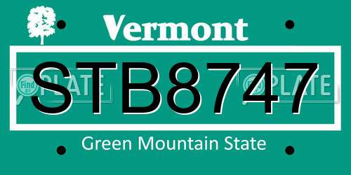 STB8747 Vermont License Plate