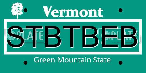 STBTBEB Vermont License Plate