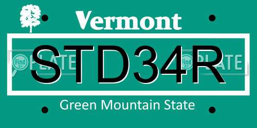 STD34R Vermont License Plate