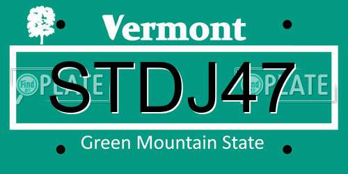 STDJ47 Vermont License Plate
