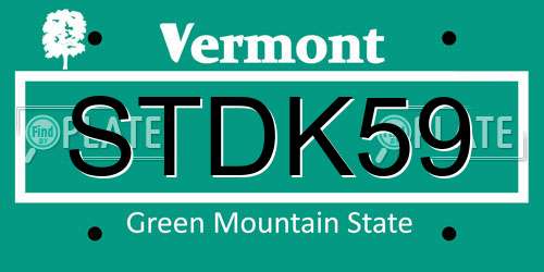 STDK59 Vermont License Plate