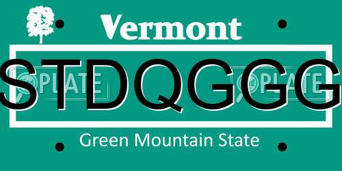 STDQGGG Vermont License Plate