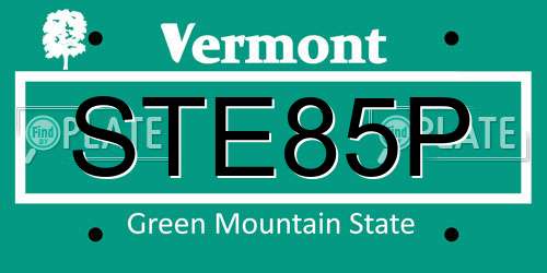 STE85P Vermont License Plate