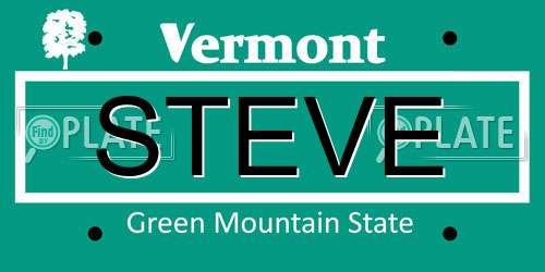 STEVE Vermont License Plate