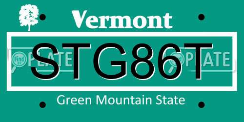 STG86T Vermont License Plate