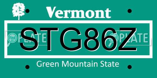 STG86Z Vermont License Plate