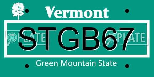 STGB67 Vermont License Plate