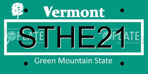 STHE21 Vermont License Plate