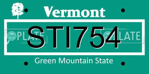 STI754 Vermont License Plate