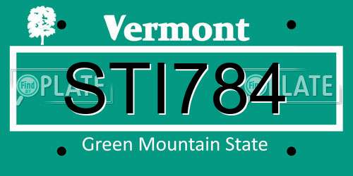 STI784 Vermont License Plate