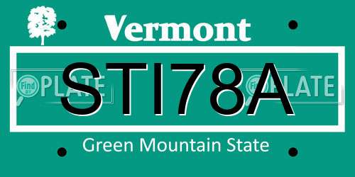 STI78A Vermont License Plate