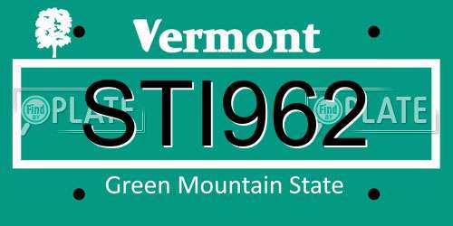 STI962 Vermont License Plate