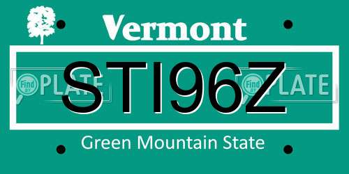 STI96Z Vermont License Plate
