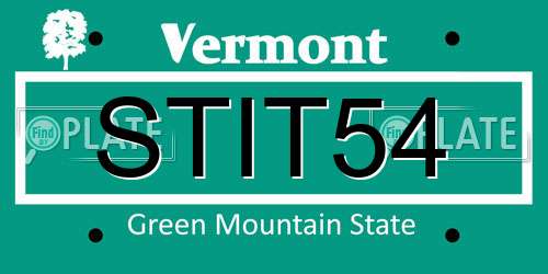 STIT54 Vermont License Plate