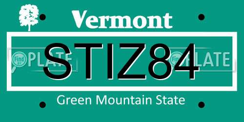 STIZ84 Vermont License Plate