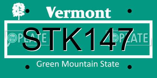 STK147 Vermont License Plate