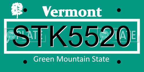 STK5520 Vermont License Plate