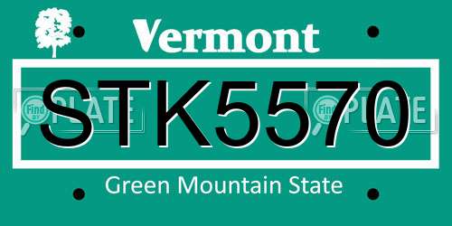 STK5570 Vermont License Plate