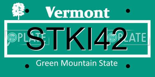 STKI42 Vermont License Plate