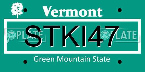 STKI47 Vermont License Plate