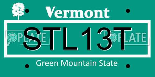 STL13T Vermont License Plate