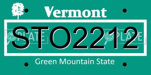 STO2212 Vermont License Plate