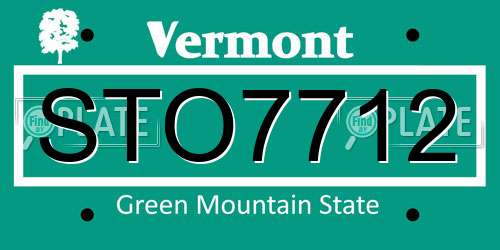 STO7712 Vermont License Plate