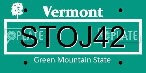 STOJ42 Vermont License Plate