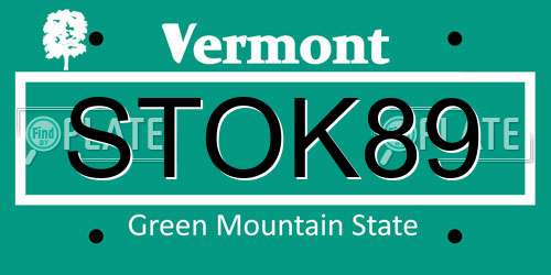 STOK89 Vermont License Plate