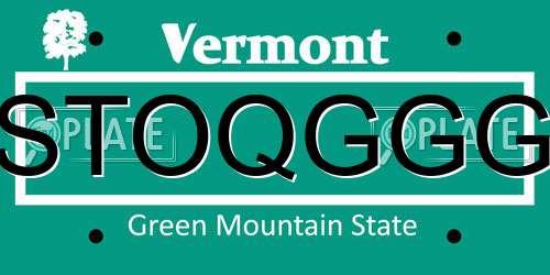 STOQGGG Vermont License Plate