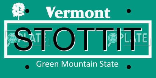 STOTTIT Vermont License Plate