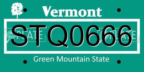 STQ0666 Vermont License Plate