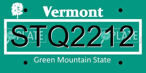 STQ2212 Vermont License Plate