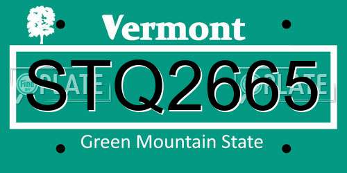 STQ2665 Vermont License Plate