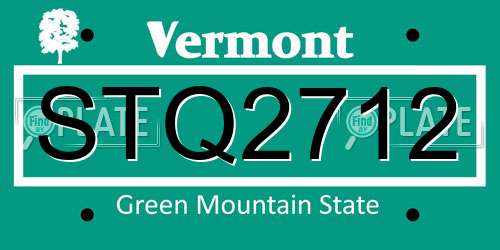 STQ2712 Vermont License Plate