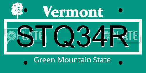 STQ34R Vermont License Plate