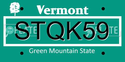 STQK59 Vermont License Plate