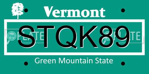 STQK89 Vermont License Plate