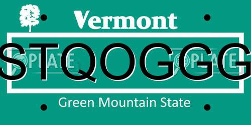 STQOGGG Vermont License Plate